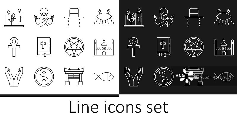 基督教鱼、穆斯林清真寺、东正教图片素材