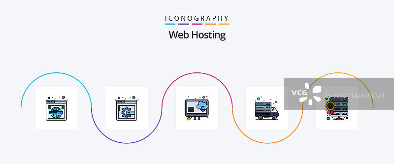 Web托管线性填充扁平5图标包图片素材