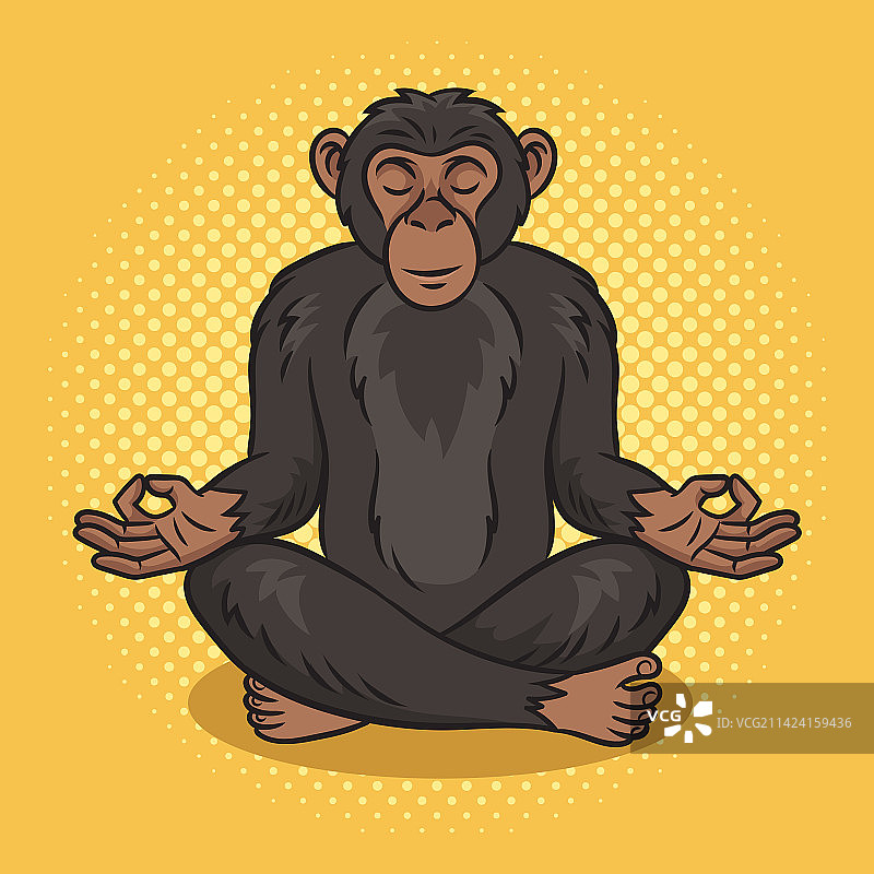 波普艺术风格的冥想黑猩猩图片素材