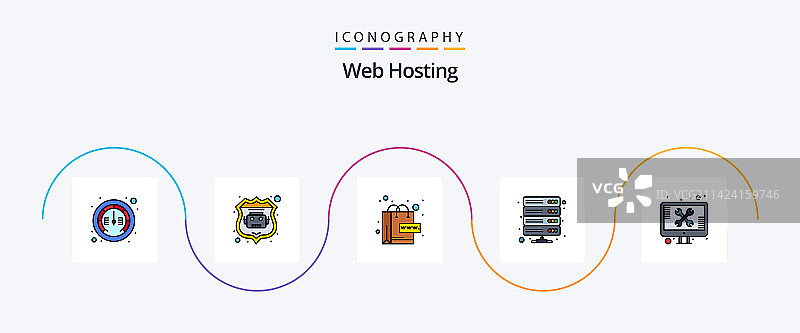 Web托管线性填充扁平5图标包图片素材