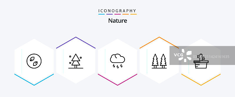自然树木系列线性图标合集25款图片素材