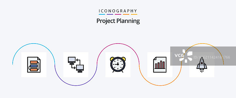 项目规划线性填充扁平5图标包图片素材