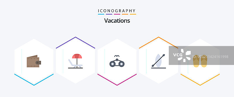 假期主题扁平风格图标包，含足部元素图片素材