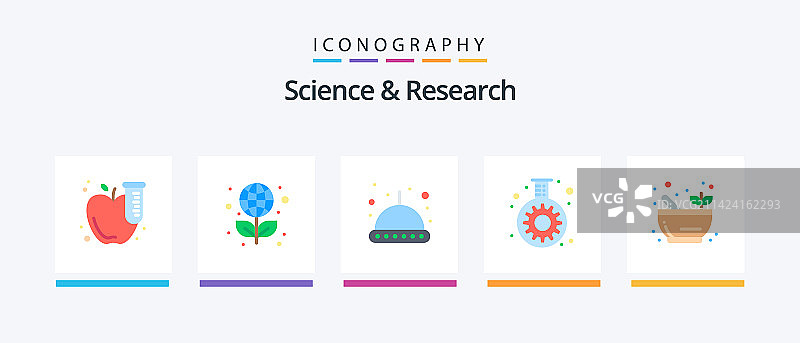 包含汤碗的科学扁平5图标包图片素材