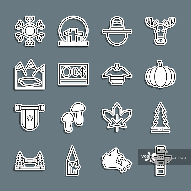 加拿大图腾柱云杉南瓜线条图片素材