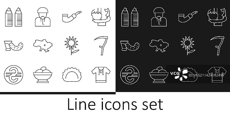 刺绣衬衫镰刀烟斗线条组合图片素材