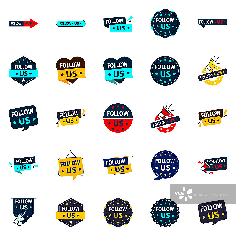 25个关注我们社交媒体引流图形元素图片素材