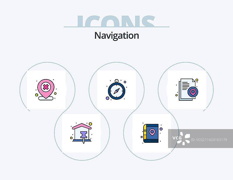 导航线路填充图标包5个图标设计图片素材