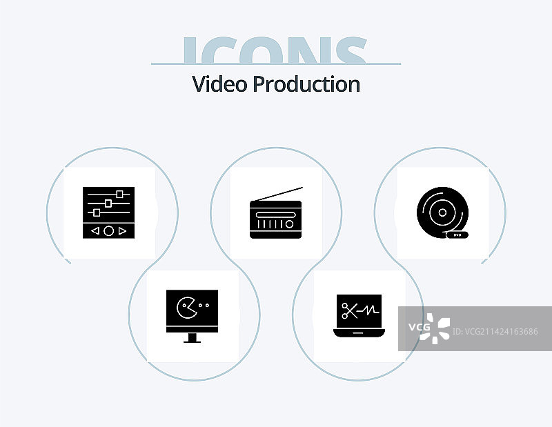 视频制作Glyph图标包，5个图标设计图片素材