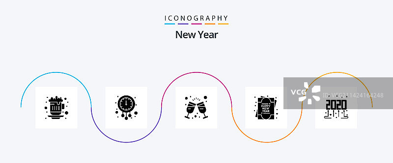 新年字形图标（包含新年元素）图片素材