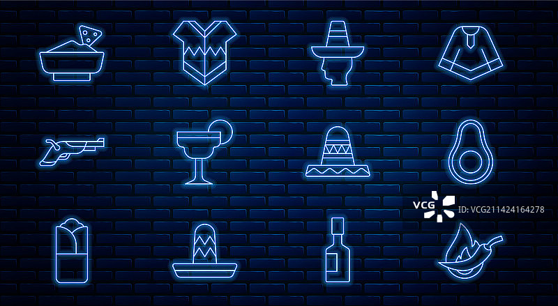 红辣椒荚鳄梨水果组合线条图片素材