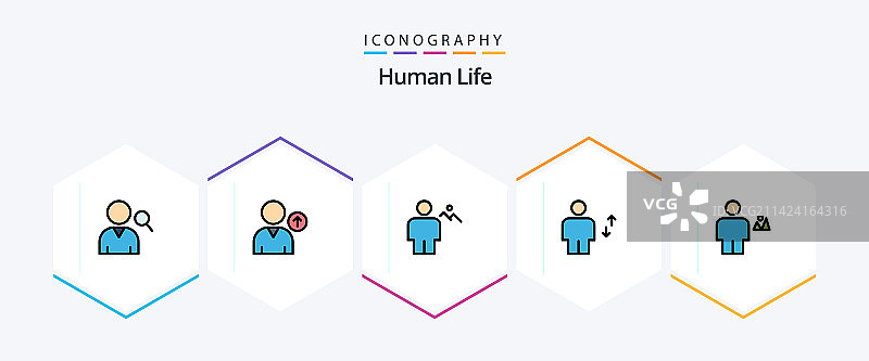 人体姿势填充线条图标包，包含身体移动图片素材