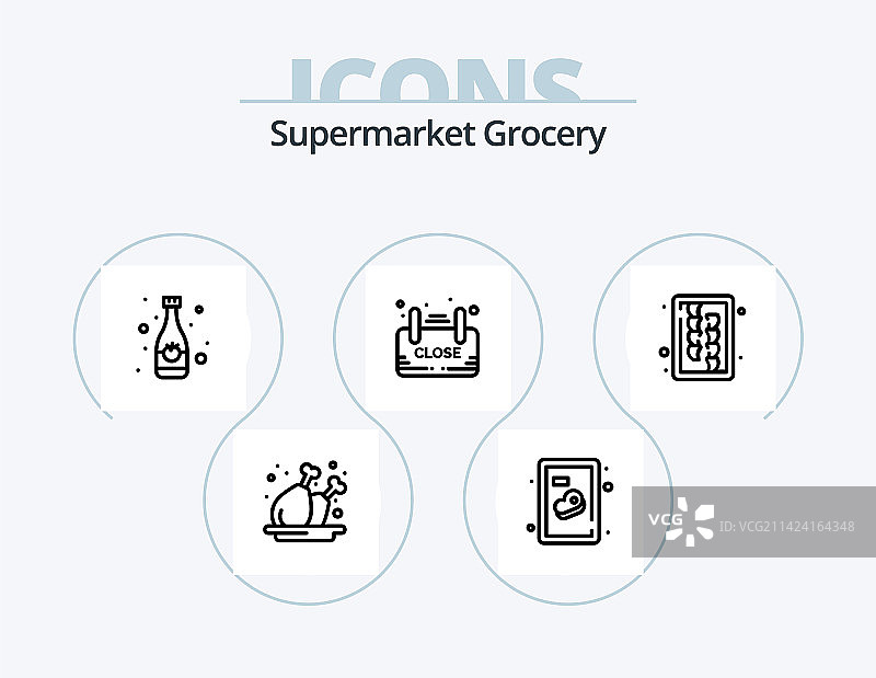 5个食品杂货线性图标设计食品杂货图片素材