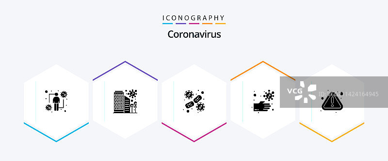 包含的25个字形新冠病毒图标合集图片素材