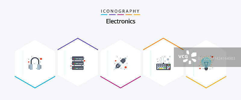扁平风格家电图标包（含灯具）图片素材