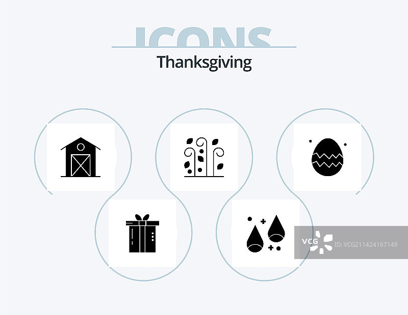 感恩节字形图标包5个图标设计图片素材