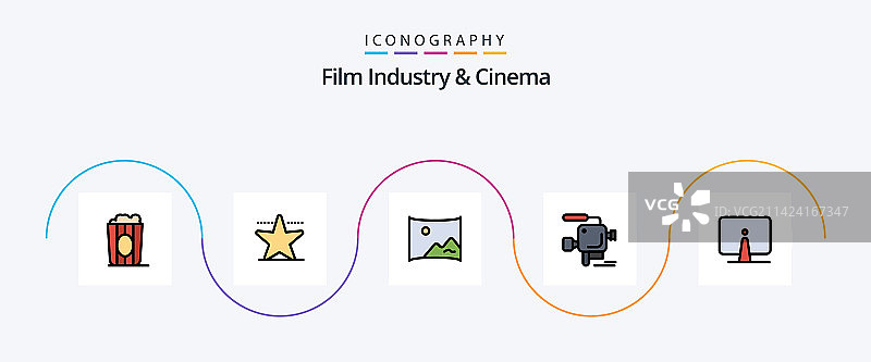 包含的Cenima线性填充扁平5图标包图片素材
