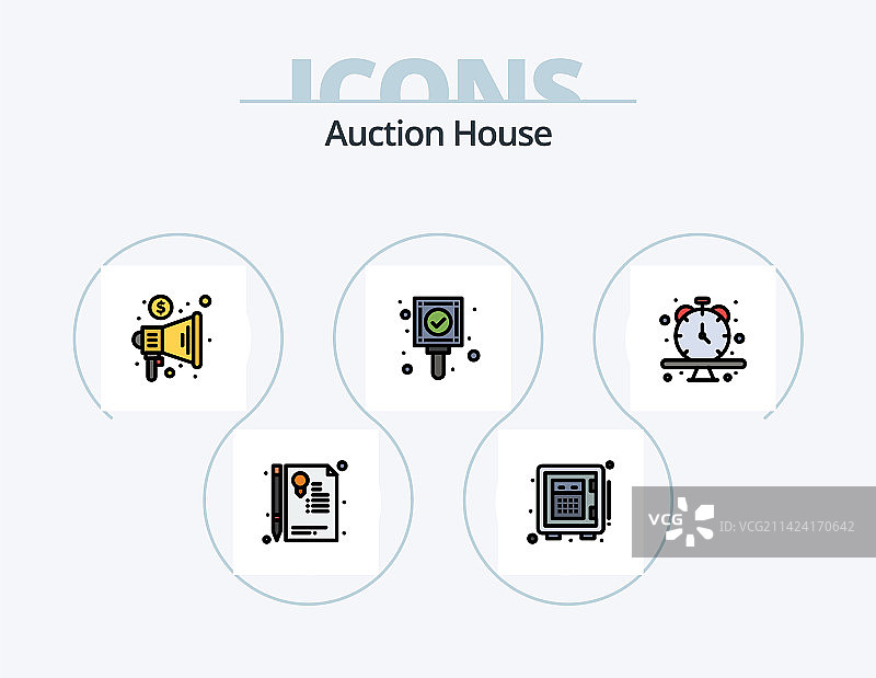 拍卖线性填充图标包5图标设计图片素材