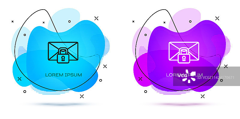 邮件消息锁密码线性图标图片素材