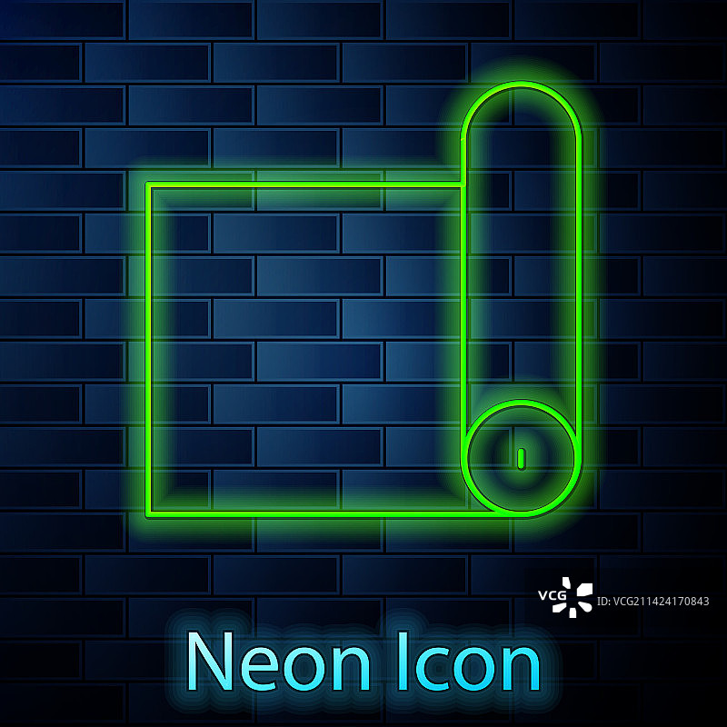 发光的霓虹健身垫卷图标图片素材