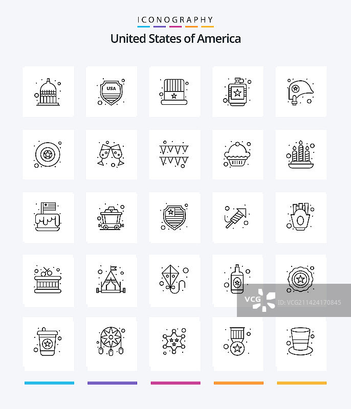创意美国25个轮廓图标包，如头部图片素材
