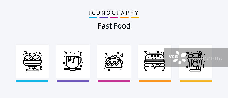 包含食品的快餐线性图标包图片素材