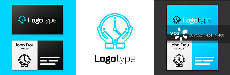 蓝线时钟图标图片素材