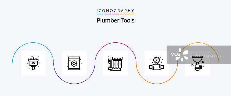 水管工线条5图标包，含管道图片素材