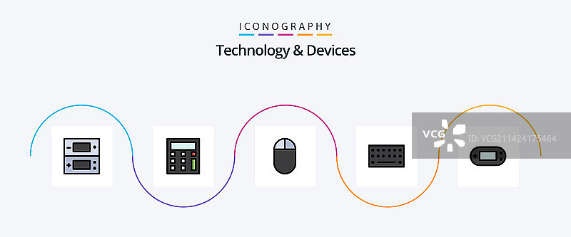 设备线条填充扁平风格5图标包图片素材