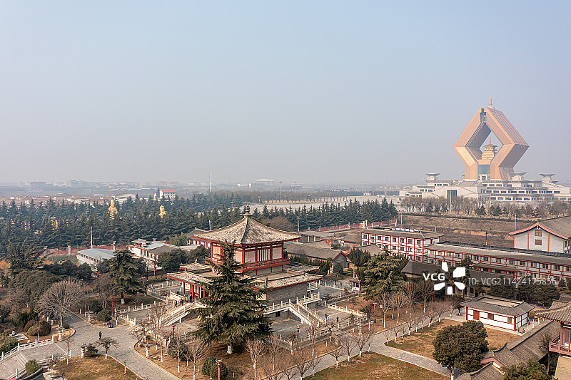 陕西宝鸡法门寺合十舍利塔航拍图片素材
