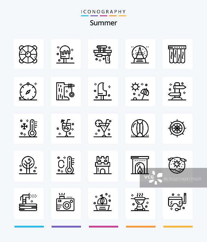 创意夏季25轮廓图标包图片素材
