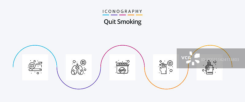 戒烟线条图标（含吸烟）图片素材
