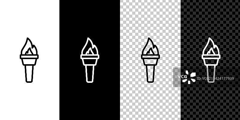 黑色背景上的火炬火焰图标图片素材