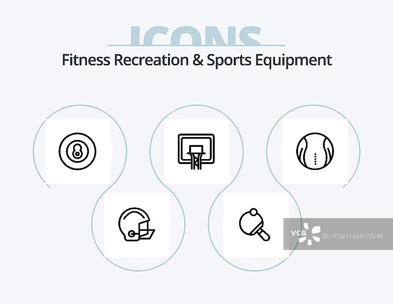 健身娱乐和运动器材线性图标图片素材