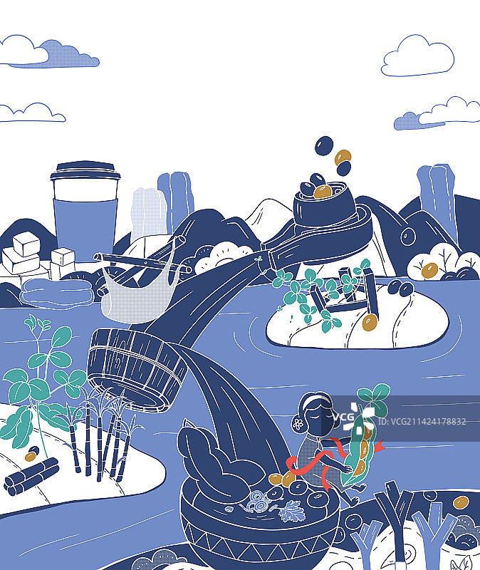 复古早餐豆腐豆浆制作过程图片素材