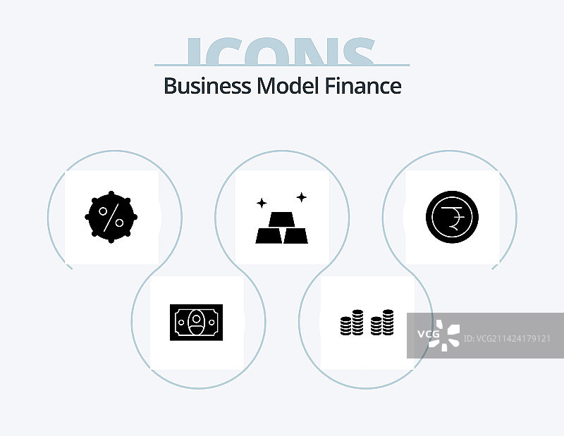 金融字形图标包（5个图标设计销售）图片素材