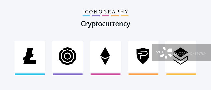 加密货币字形图标套装，含代币图片素材