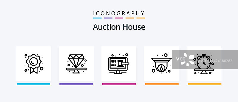 在线拍卖线性图标套装图片素材