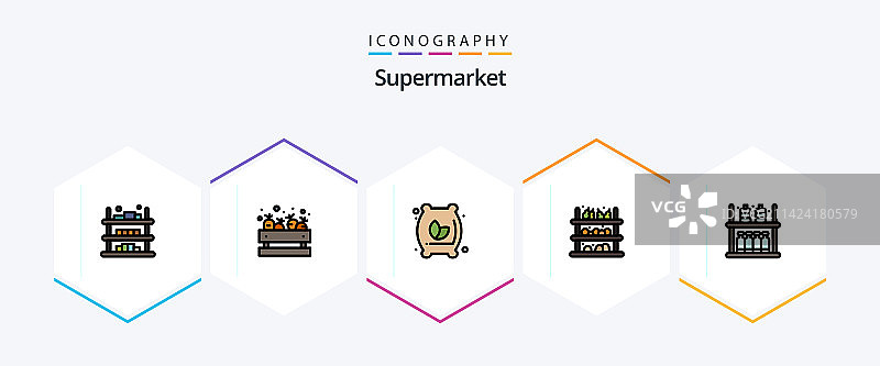 包含的超市填充线条图标包25个图片素材