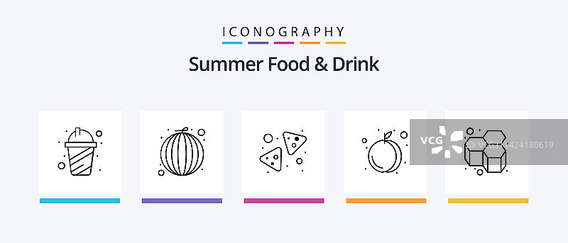 夏日美食饮品线条图标包图片素材