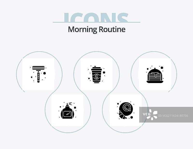 清晨日常字形图标包5个图标设计图片素材