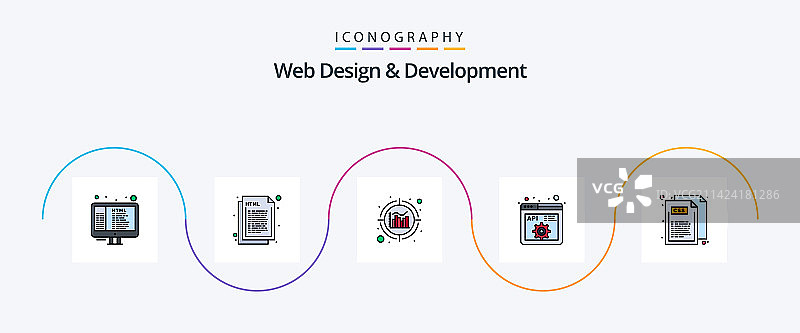 网页设计与开发线性填充扁平图标5图片素材