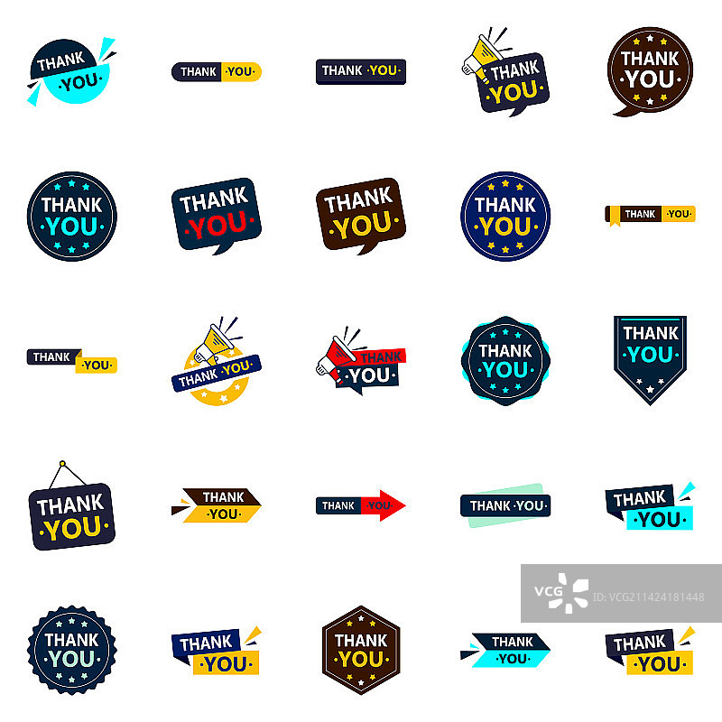 用25个图标表达您的感谢图片素材