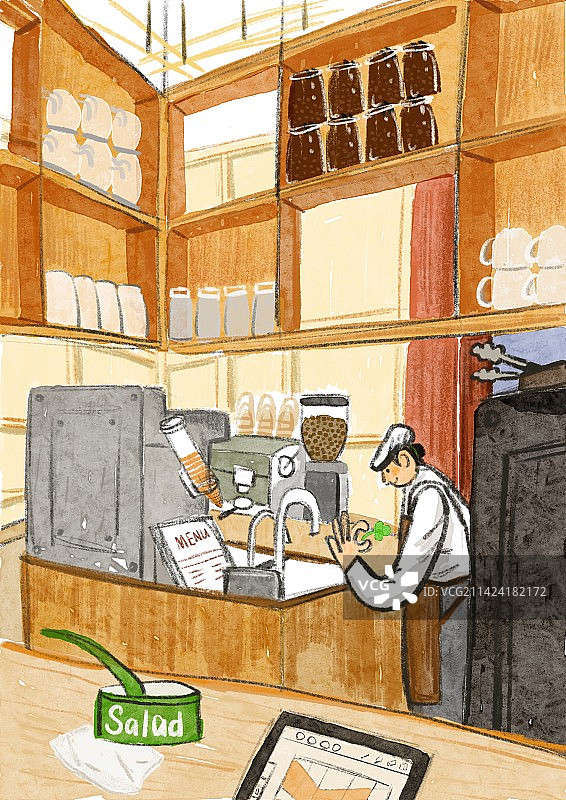 咖啡厅画画图片素材