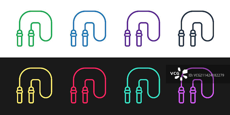 黑色背景上的跳绳图标素材图片素材