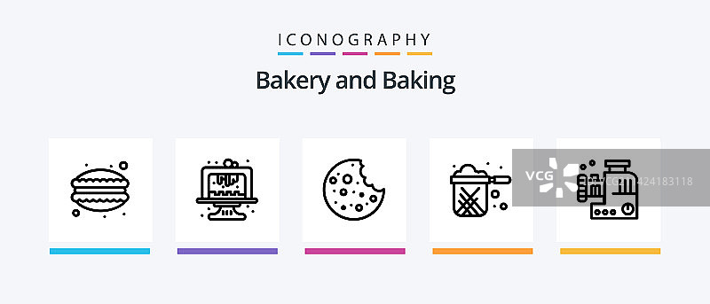 烘焙线条图标包，包含食物和晚餐图片素材