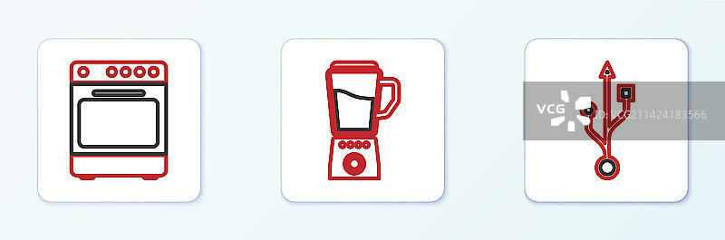 USB烤箱和搅拌机图标图片素材