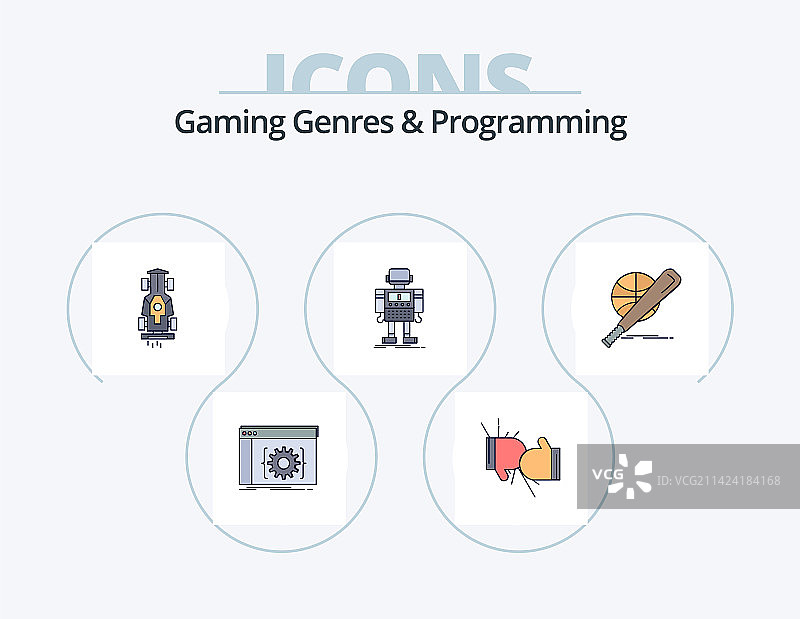 游戏类型与编程线性填充图标图片素材