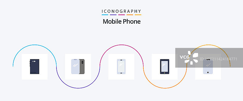 包含安卓系统的手机扁平风格图标图片素材