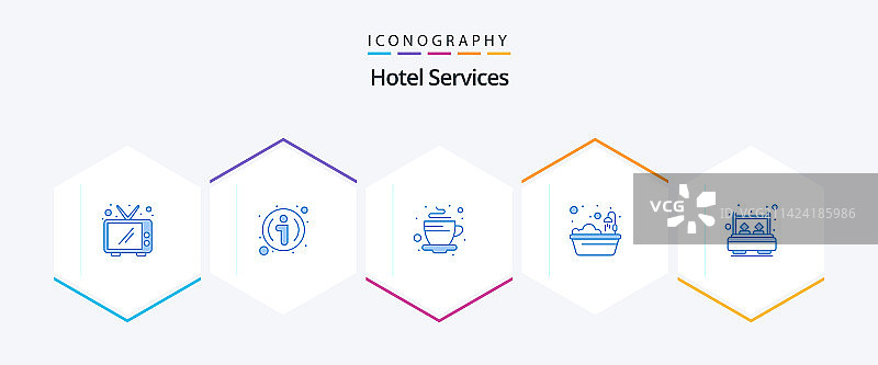 酒店服务蓝色图标包（含客房）图片素材